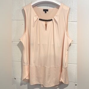 Women’s light pink sleeveless tunic blouse beaded neck